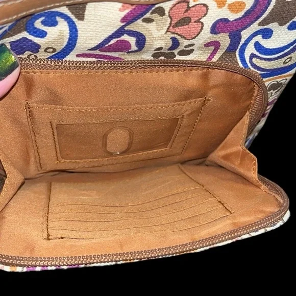 Relic Triple Zip Paisley Print Crossbody Bag with Brown Accents - Picture 11 of 12